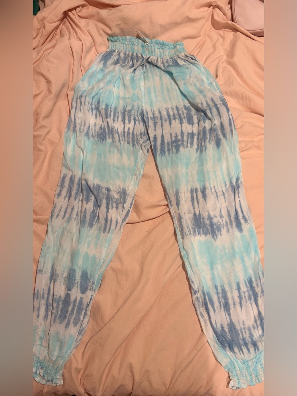 cool change/// Tie-Dye Elastic Waist Harem Pants - Blue/White
